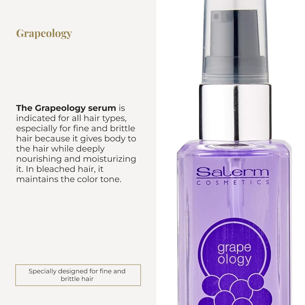 SALERM Grapeology Serum : application sur les cheveux pour une hydratation ciblée.