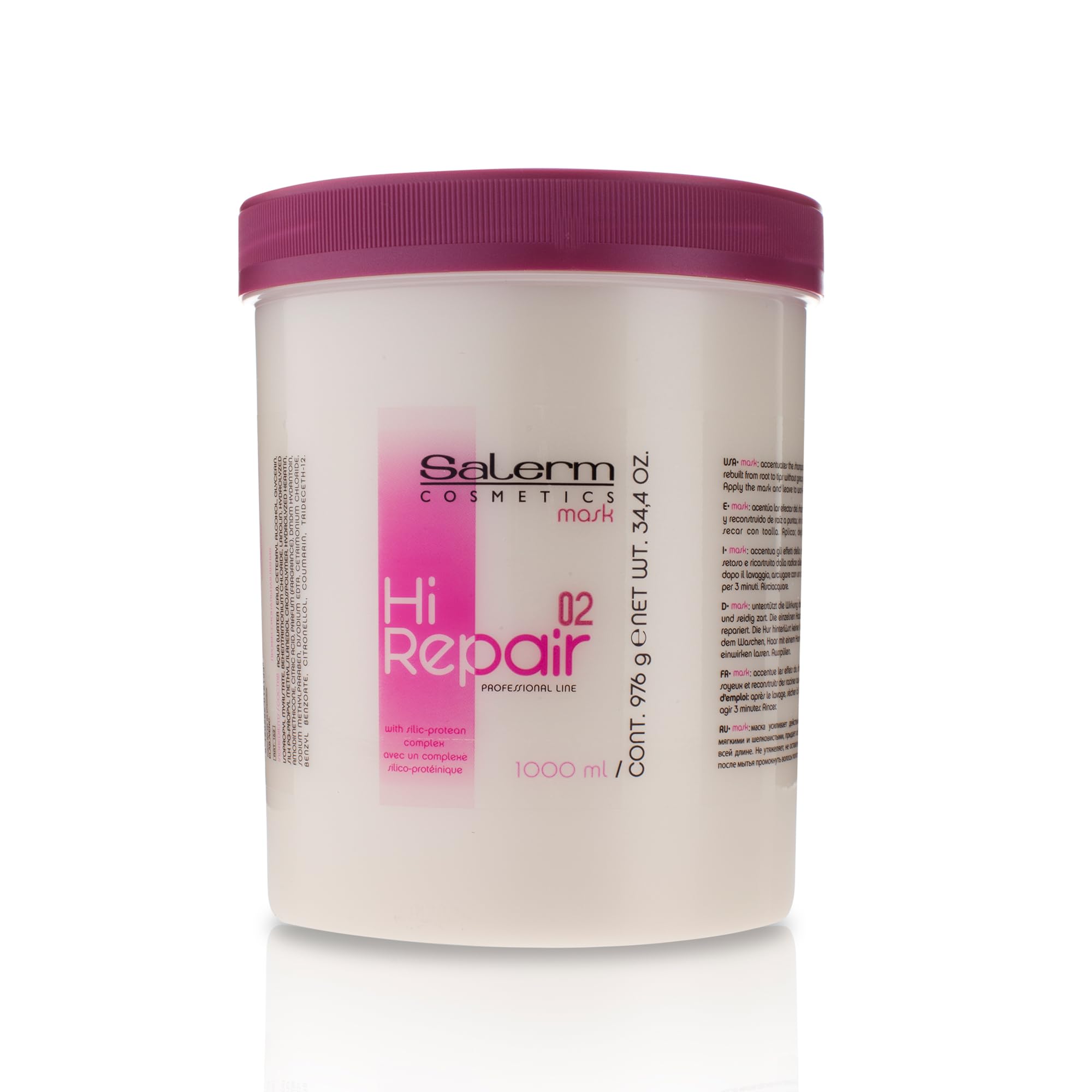 SALERM Hi Repair Mask bouteille 1000 ml, répare et revitalise les cheveux.