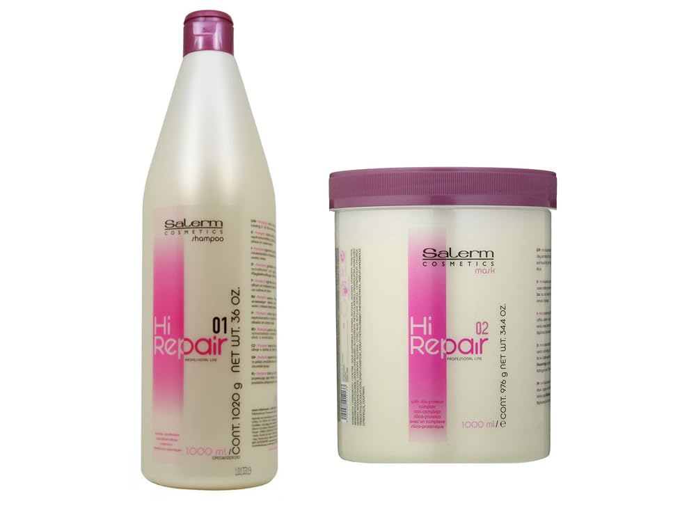 SALERM Hi Repair Shampoo – bouteille, soin réparateur capillaire offrant douceur et brillance