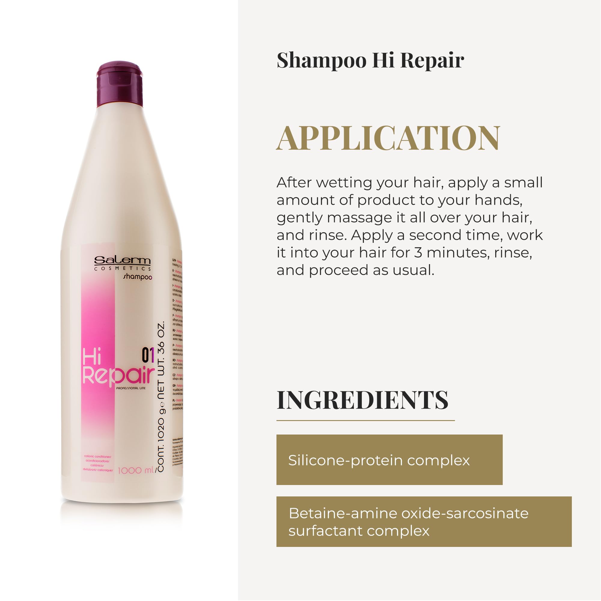Cheveux brillants après l'utilisation du Shampoing Hi Repair SALERM