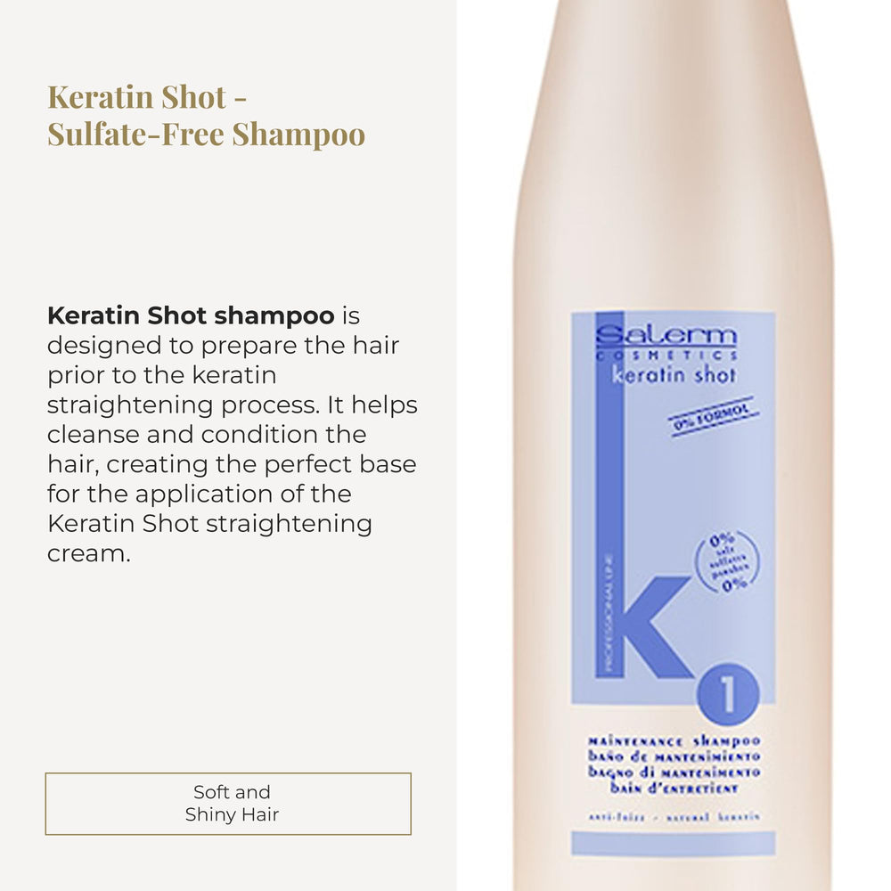 SALERM Keratin Shot: shampoing après-traitement pour maintenir douceur et brillance.