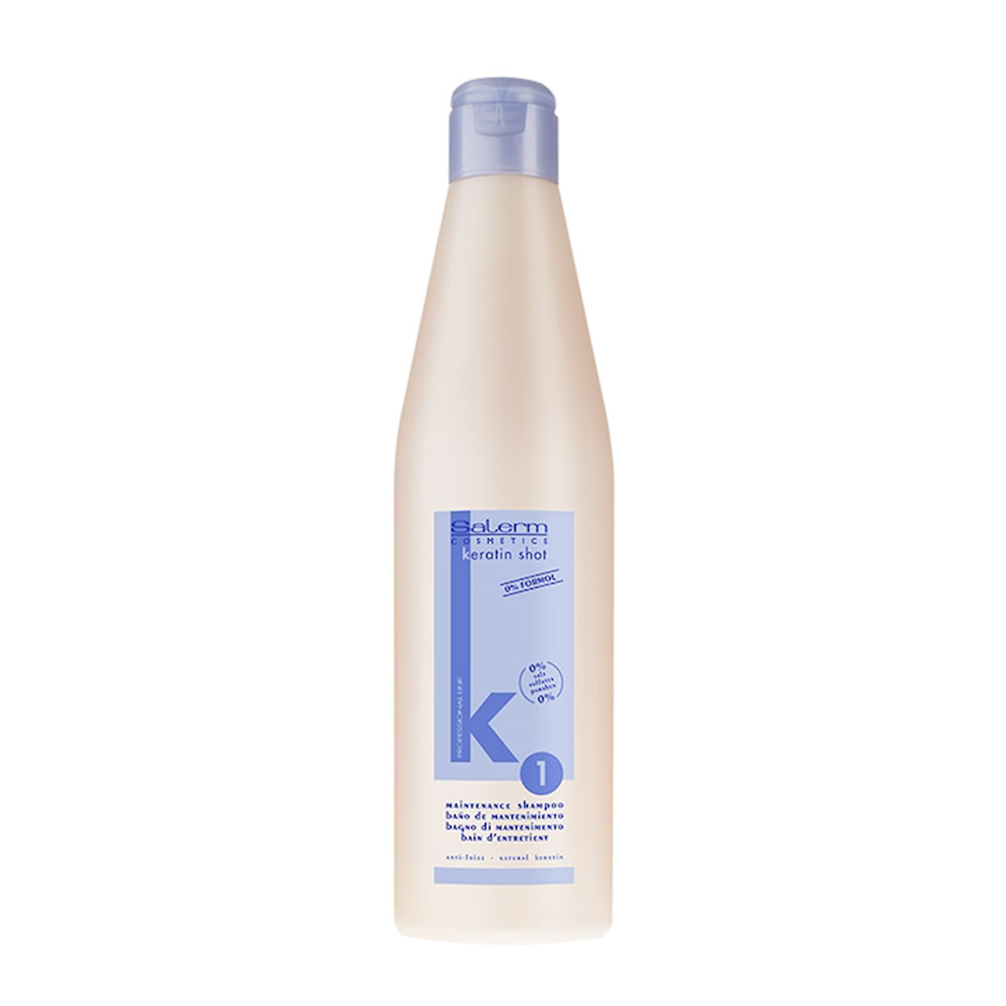 SALERM Keratin Shot: shampoing de preparation, nettoie les cheveux avant le soin kératine.