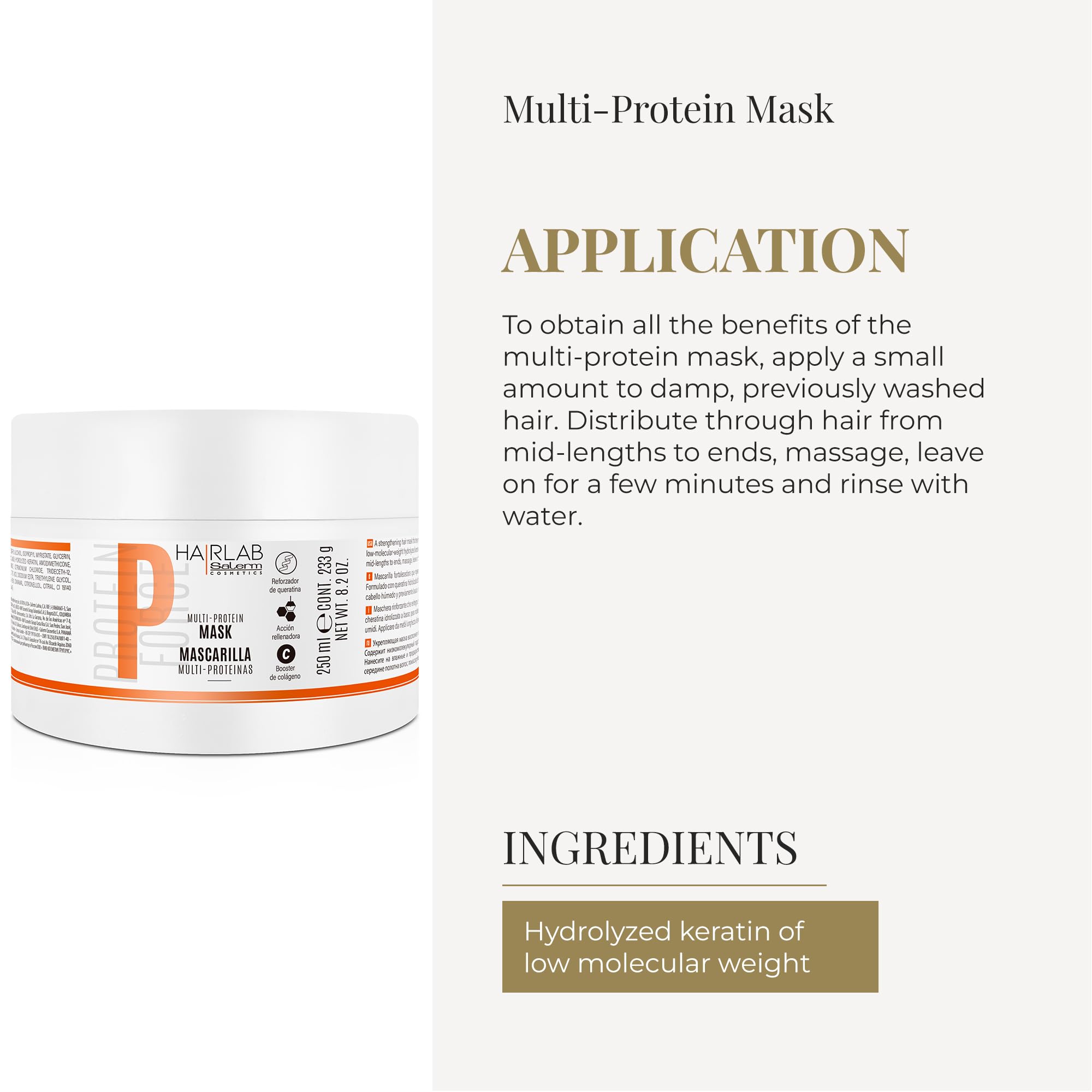 SALERM Masque cheveux éclat douceur et maniabilité