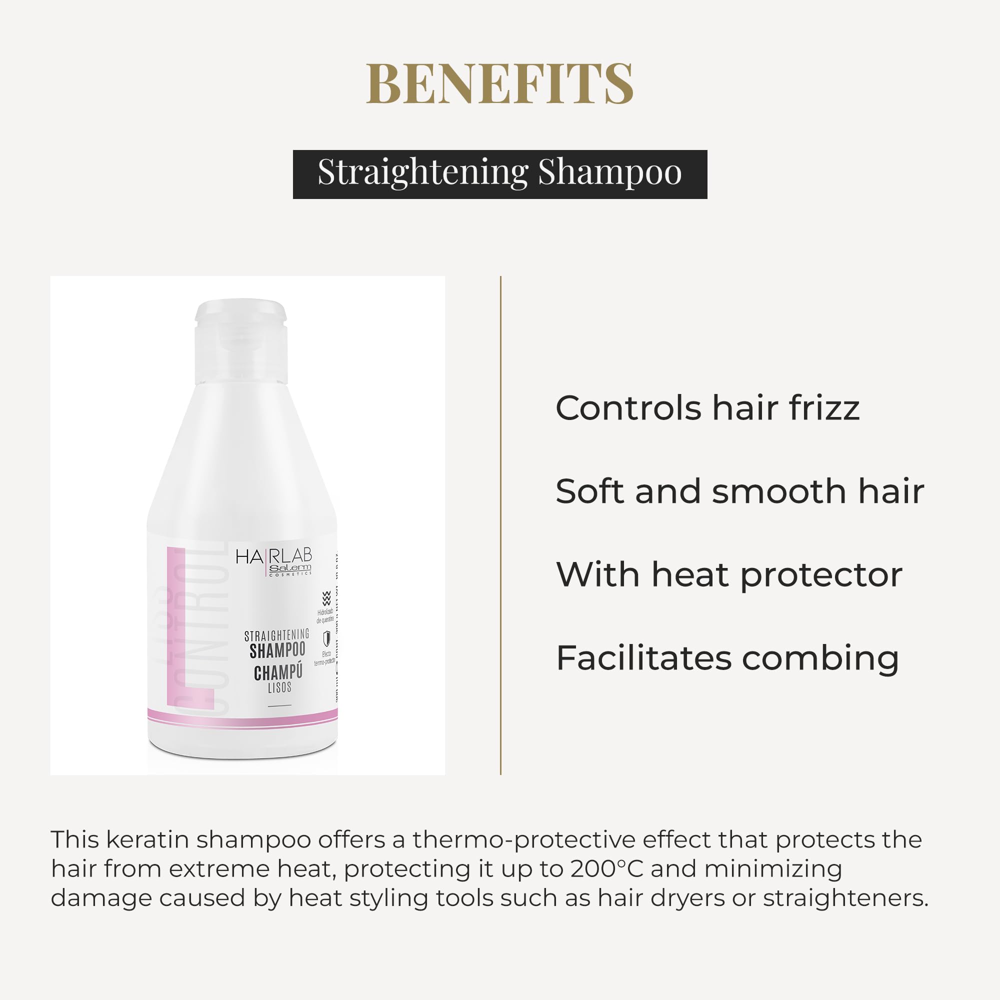 SALERM Shampoing: contrôle des frisottis pour cheveux plus maîtrisés.