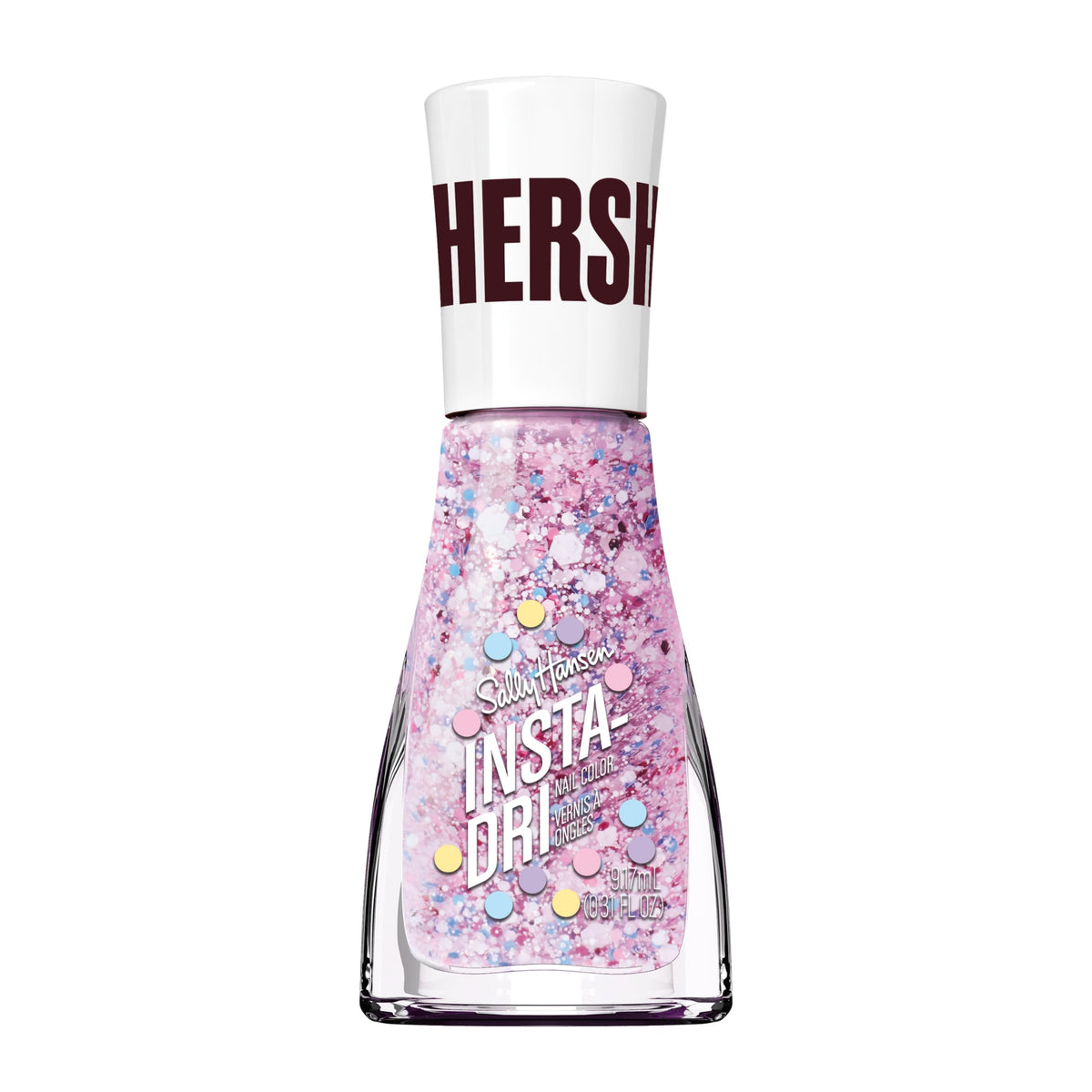 Sally Hansen Insta-Dri Hershey’s Eggs sur ongles, application rapide et uniforme.