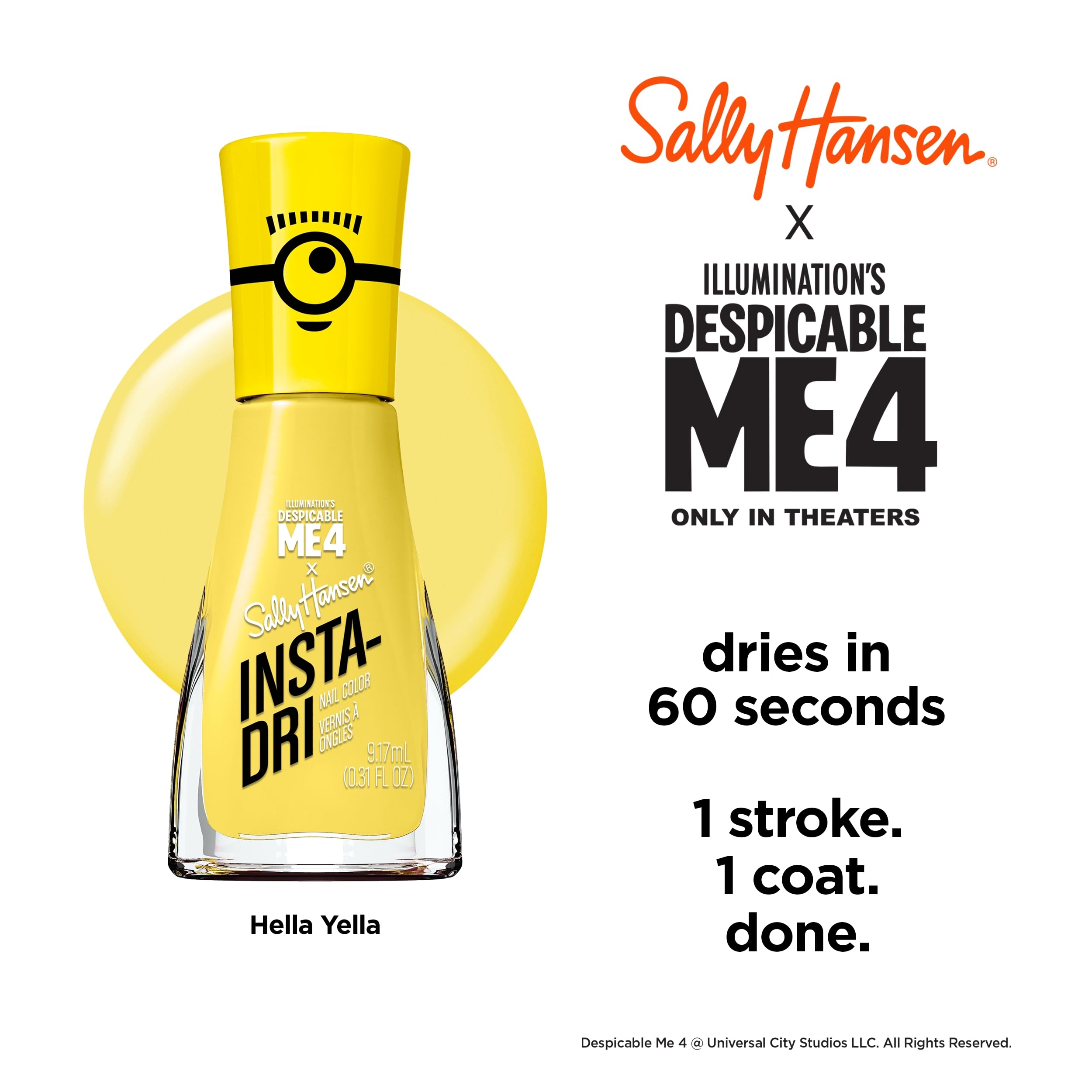 Sally Hansen Insta-Dri Despicable Me, finition brillante et tenue longue durée.