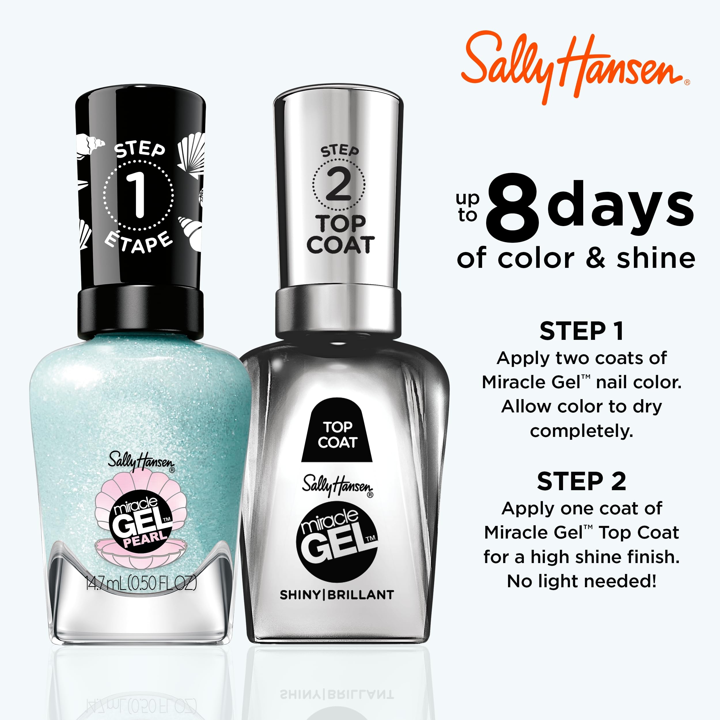 Sally Hansen Miracle Gel Couche Supérieure, éclat prolongé et protection.
