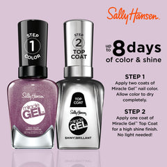 Top coat Miracle Gel Metro Midnight prolonge la brillance sans lampe UV.