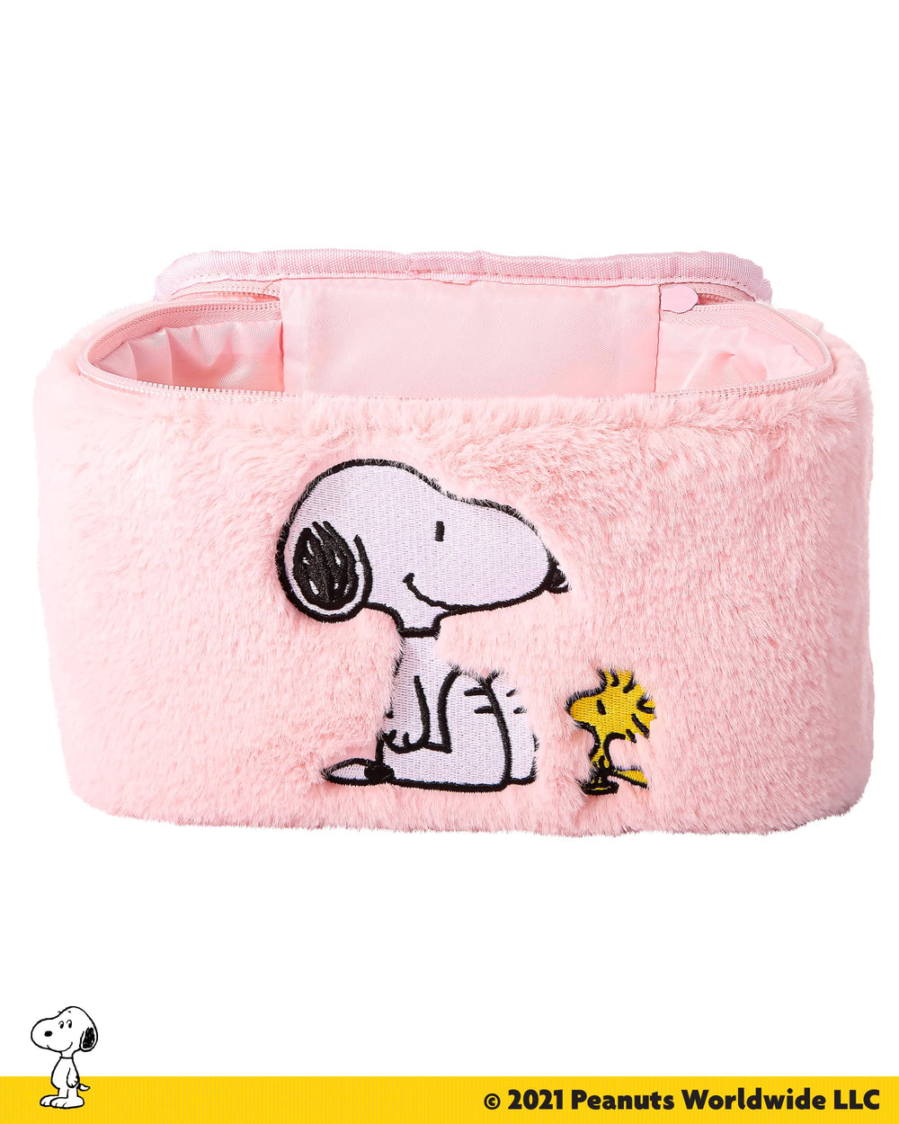 Pochette maquillage originale SALLY ROSE Snoopy peluche, parfaite pour organiser vos essentiels beauté.
