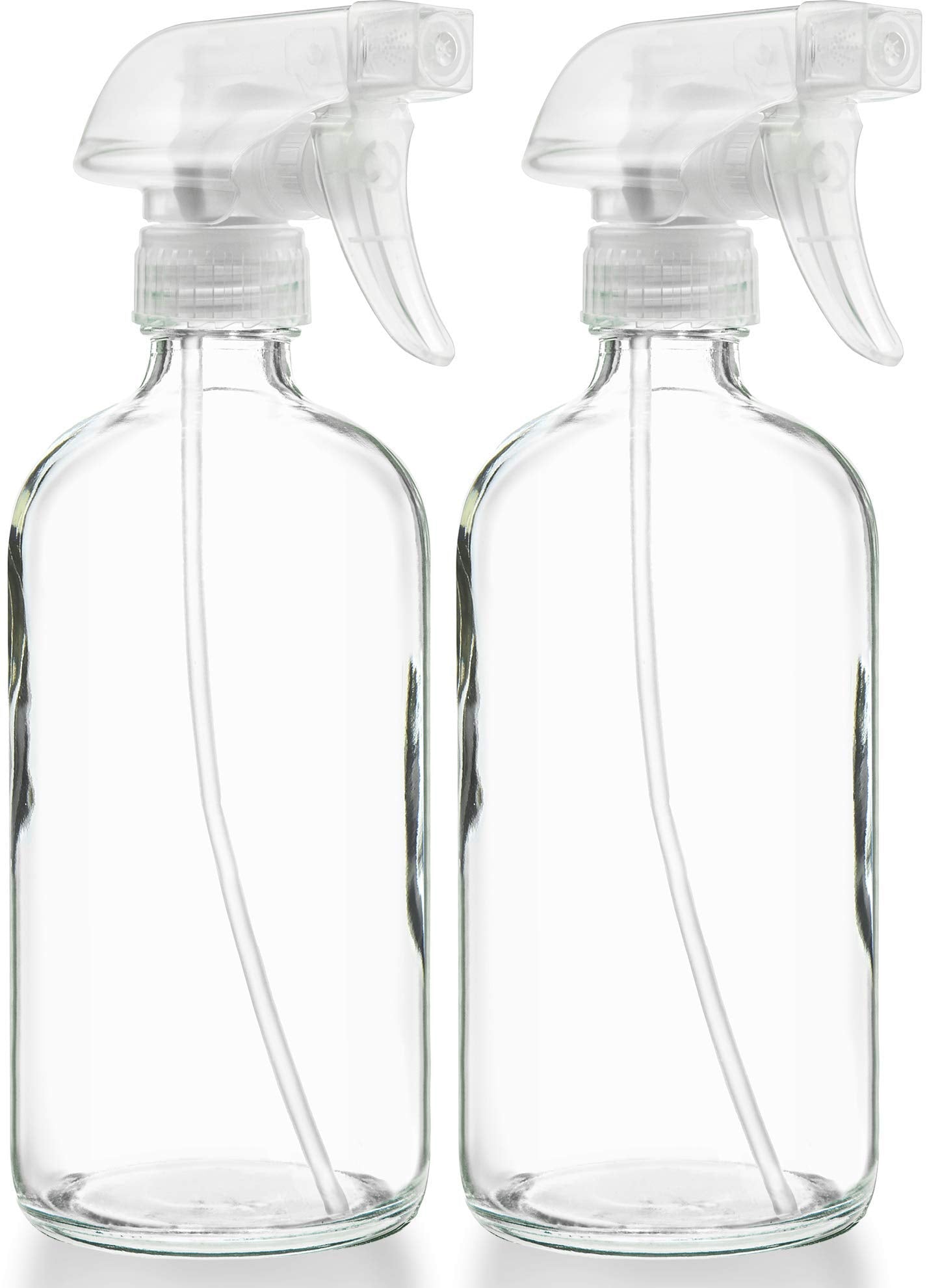 Bouteille verre Sally's Organics 16oz avec spray fin, pratique pour nettoyants maison.
