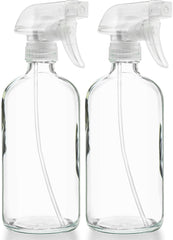 Bouteille verre Sally's Organics 16oz avec spray fin, pratique pour nettoyants maison.
