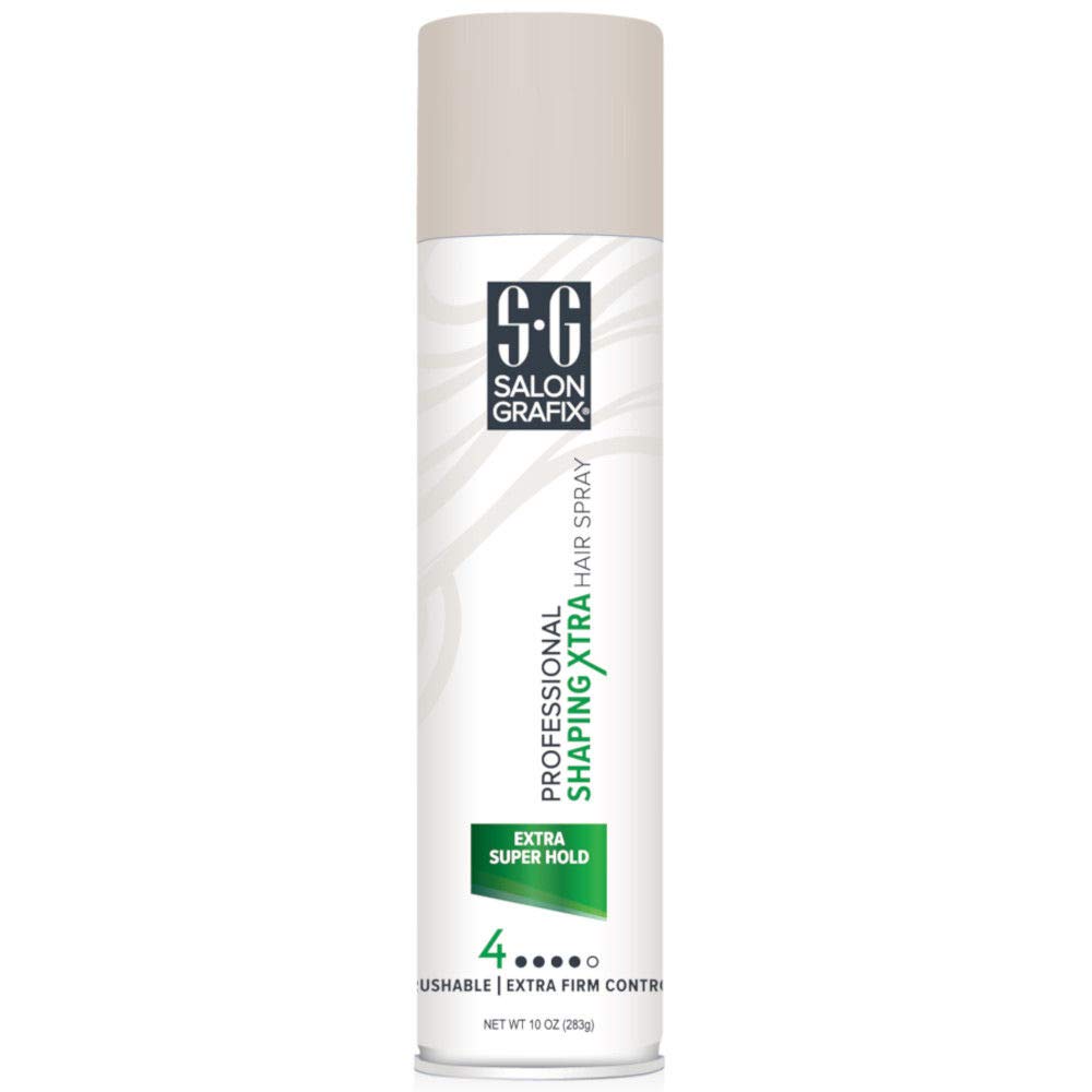 Salon Grafix spray-coiffant à tenue extrême pour une coiffure durable et sans résidu collant.