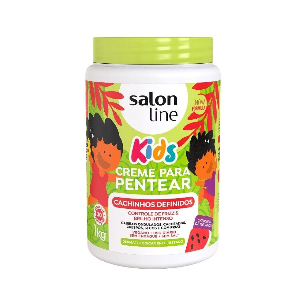 Crème démêlante Salon Line pour enfants, contrôle du frisage et définition durable des boucles.