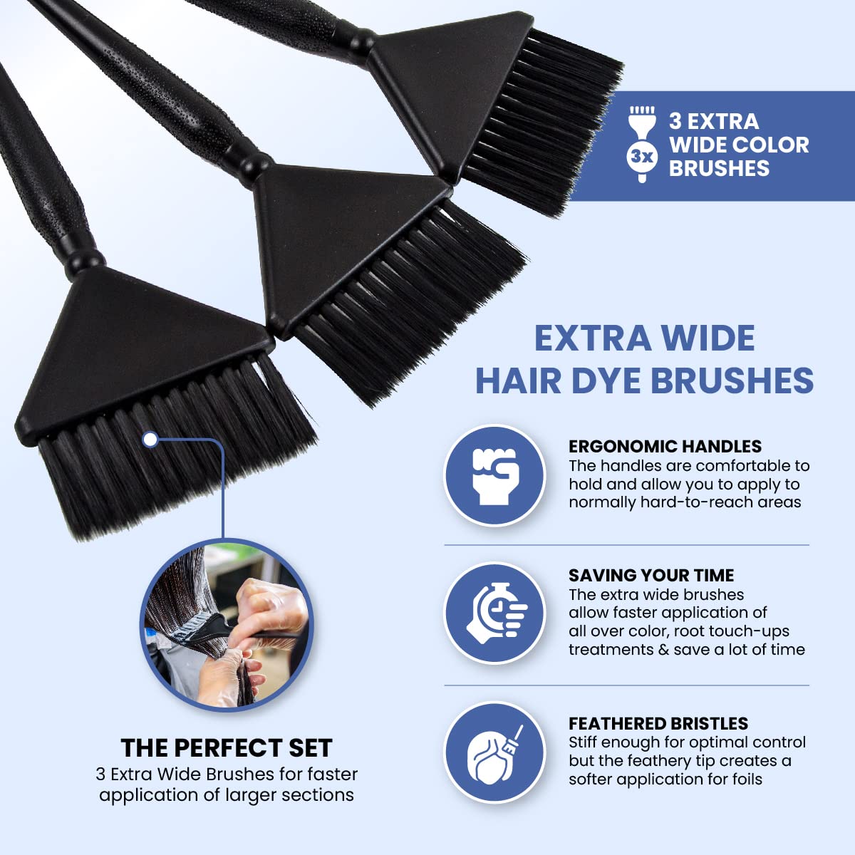 Salon Supply Co brosse-teinture extra-large avec poils feathérés pour une fusion douce.