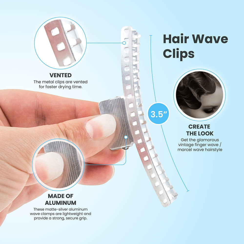Clips aluminium matte Salon Supply Co avec prise solide pour fixer les vagues