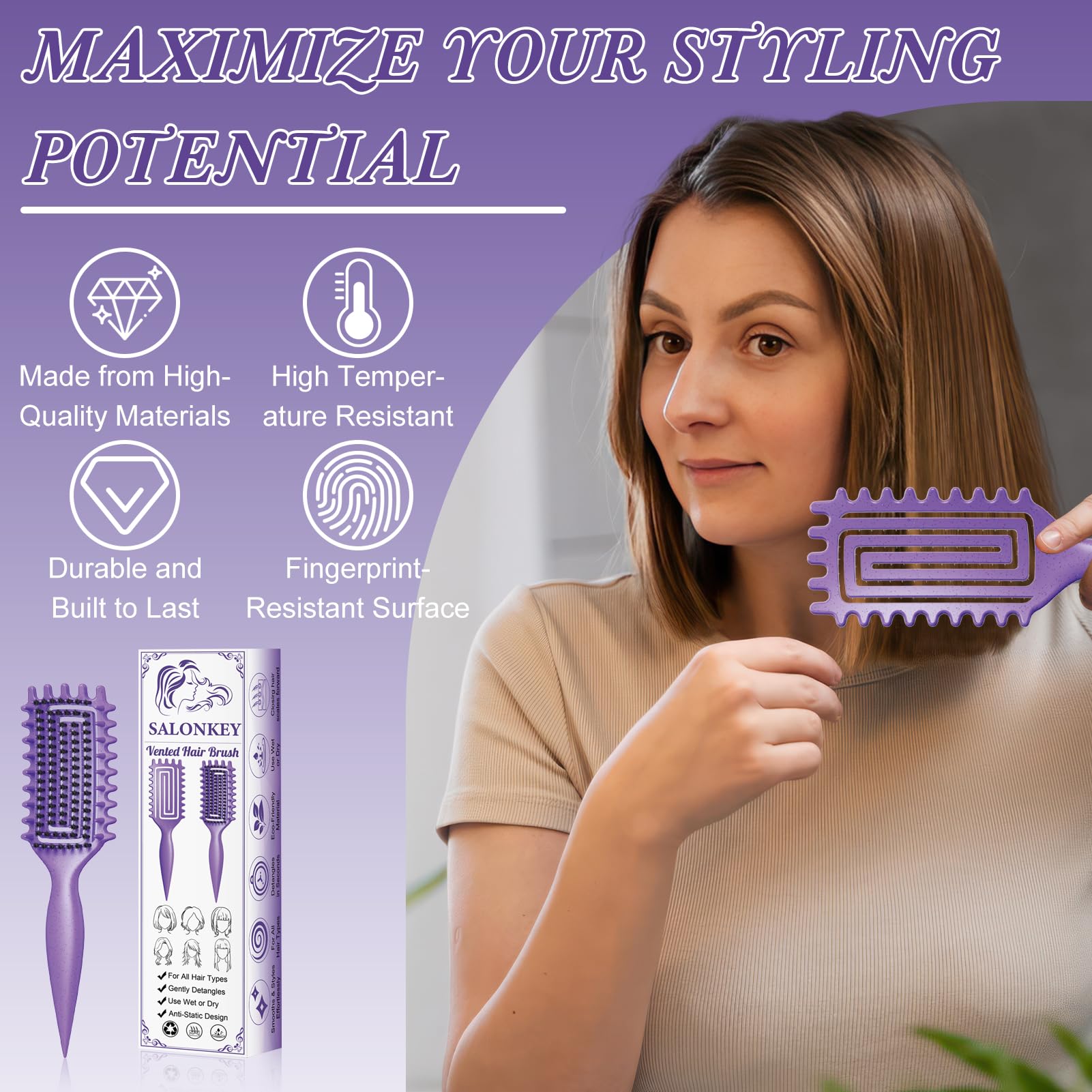 SALONKEY brosse-definisseur-boucles adaptee a tous types de cheveux