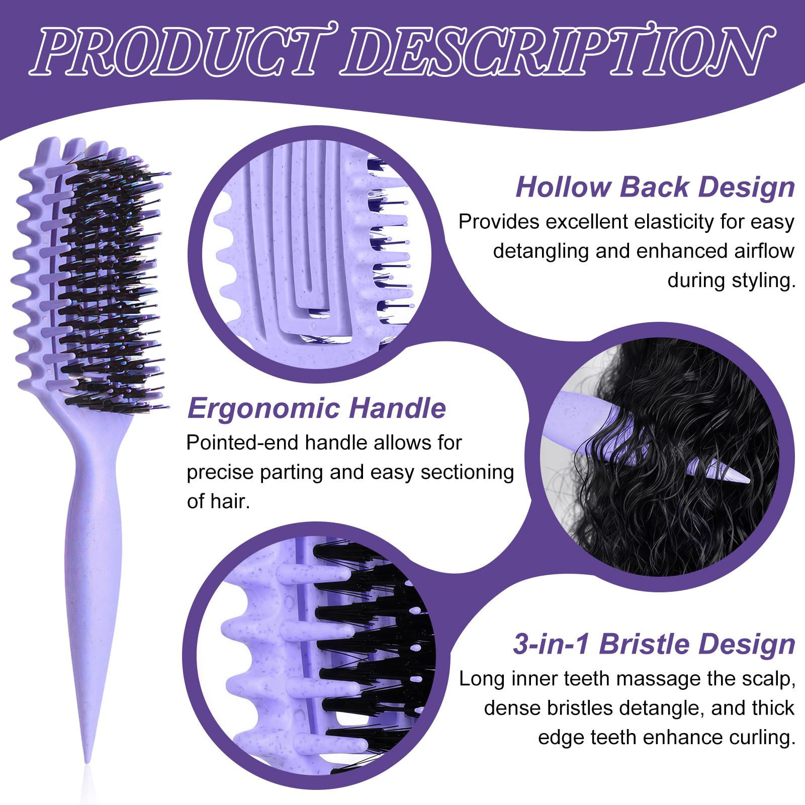 SALONKEY brosse-definisseur-boucles avec poignée ergonomique facilitant le coiffage rapide