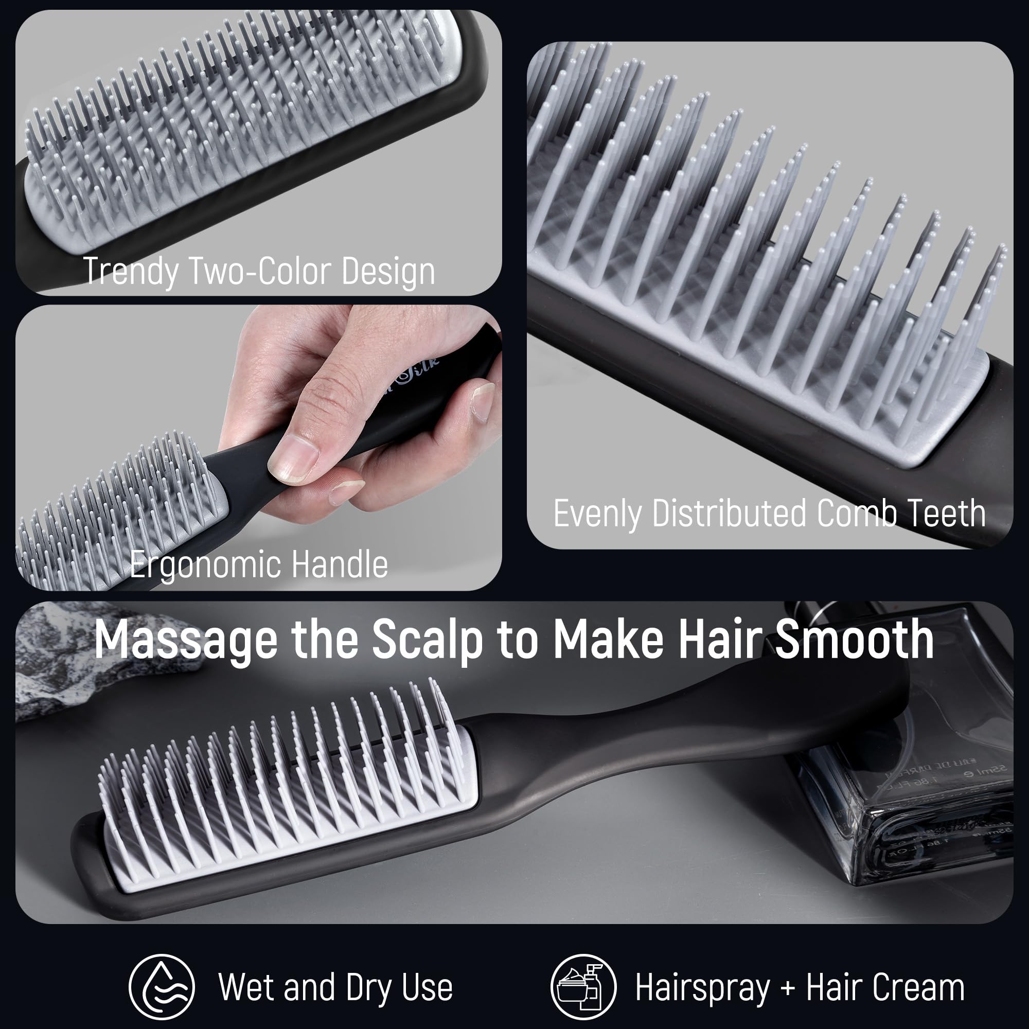 SalonSilk brosse gel, idéale avec gel coiffant et nettoyage facile.