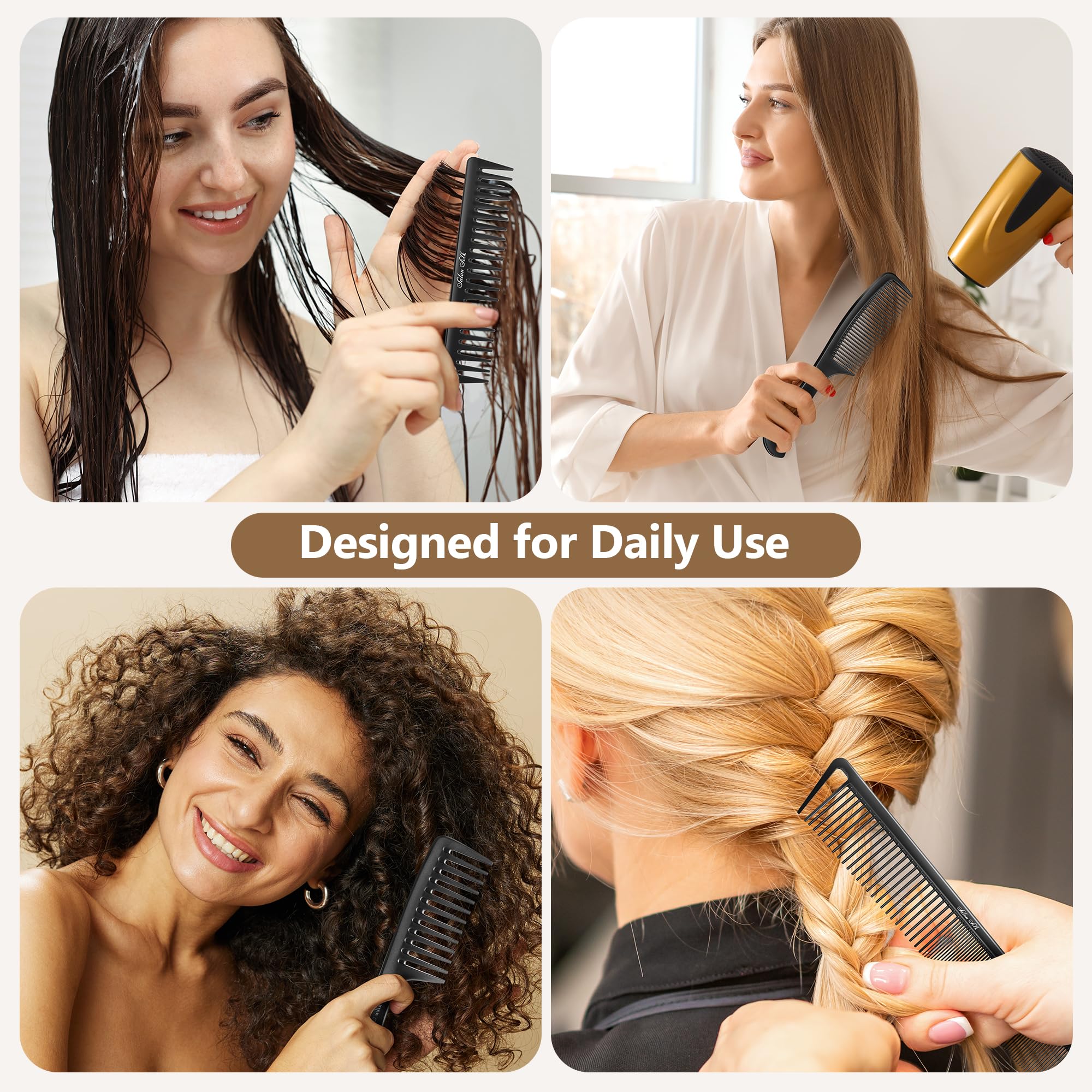 SALON SILK peigne dents moyennes pour coiffage précis