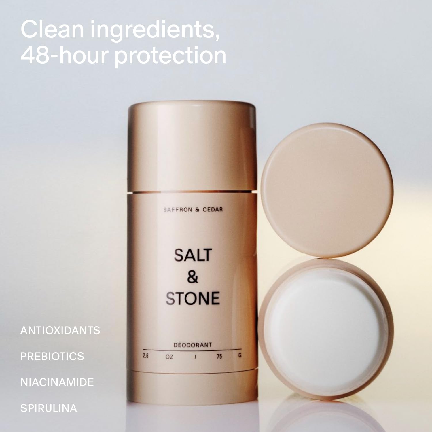 Salt & Stone déodorant offre une protection 48h pour les activités quotidiennes.