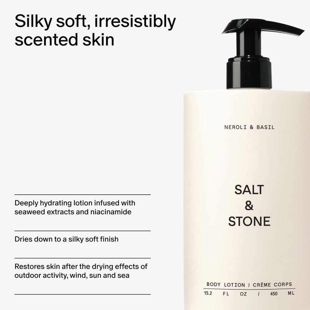 Salt & Stone Lotion Corps Senteur Neroli Basil, parfum vert et énergisant.