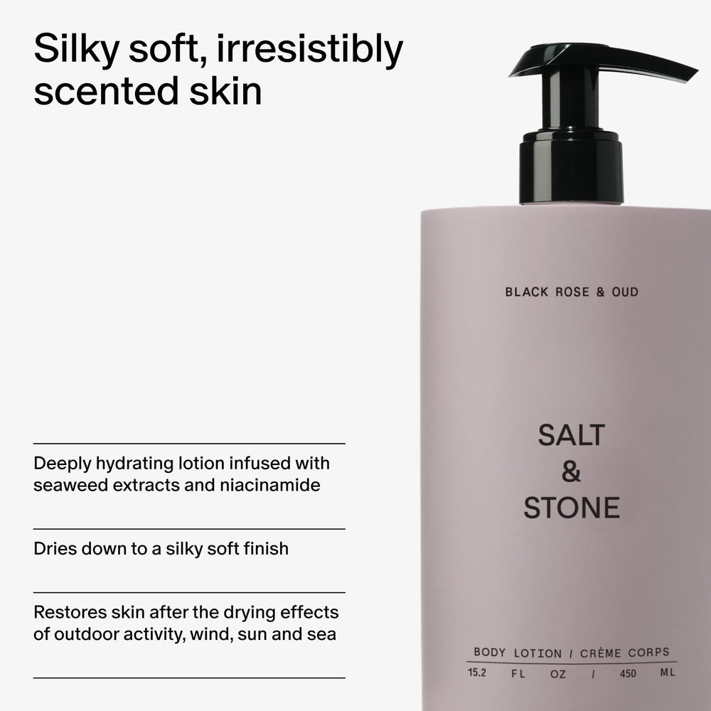 Lotion Salt & Stone: formule végan et sans cruauté.