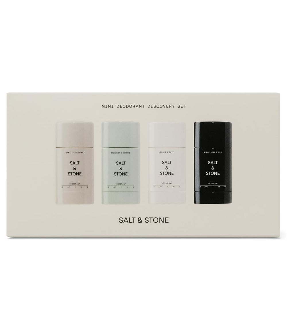 Ensemble découverte mini Salt & Stone, emballage pratique pour voyage.