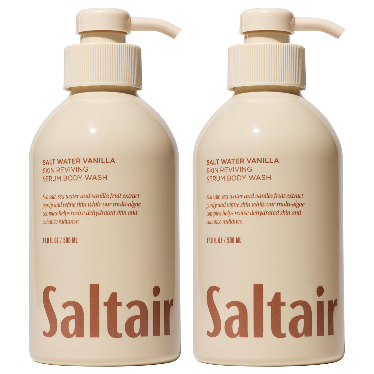 Saltair gel douche Salt Water Vanilla avec pompe, lot de 2x17oz, hydratant.