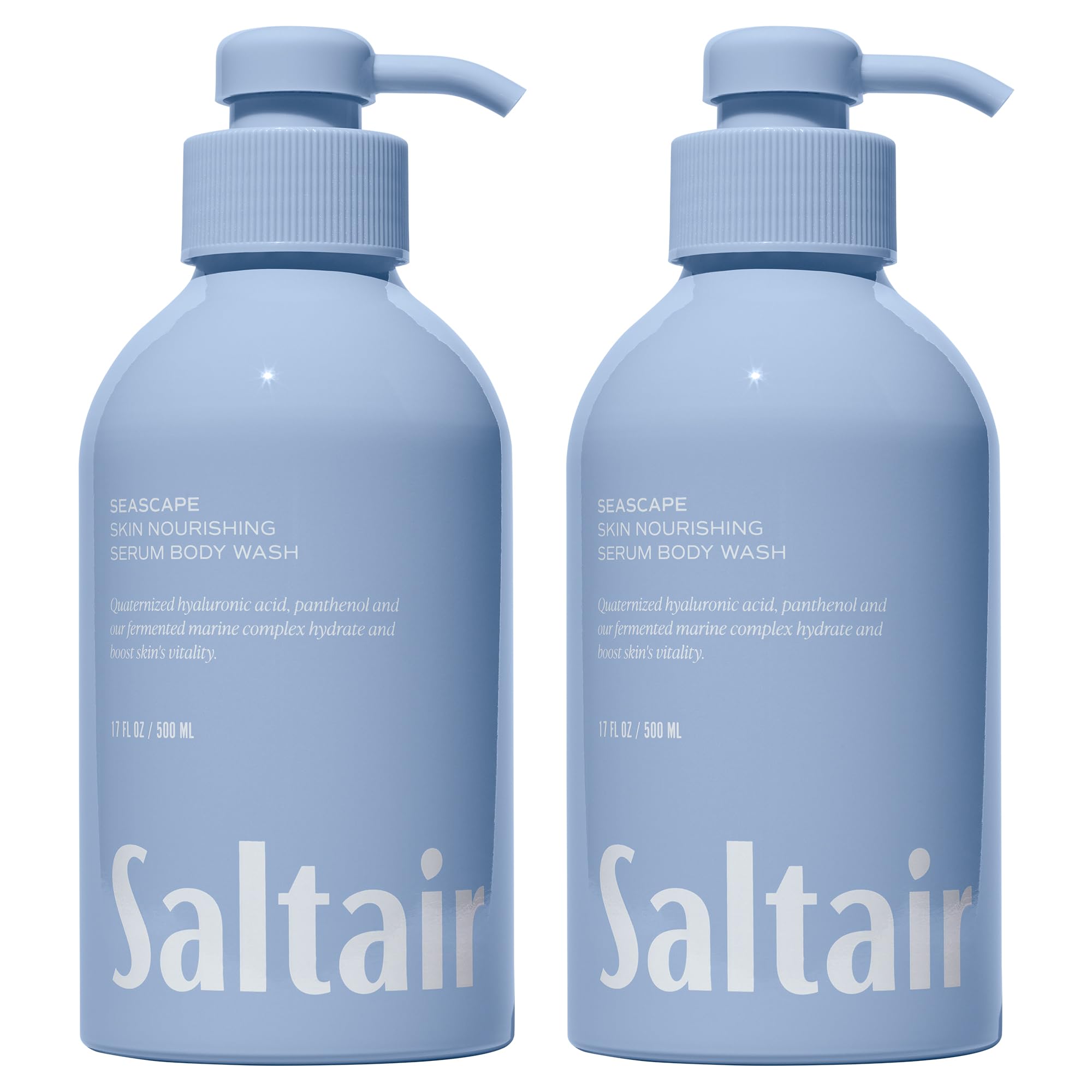 Saltair Seascape: deux bouteilles-pompe 500 ml prêtes pour hydratation luxueuse