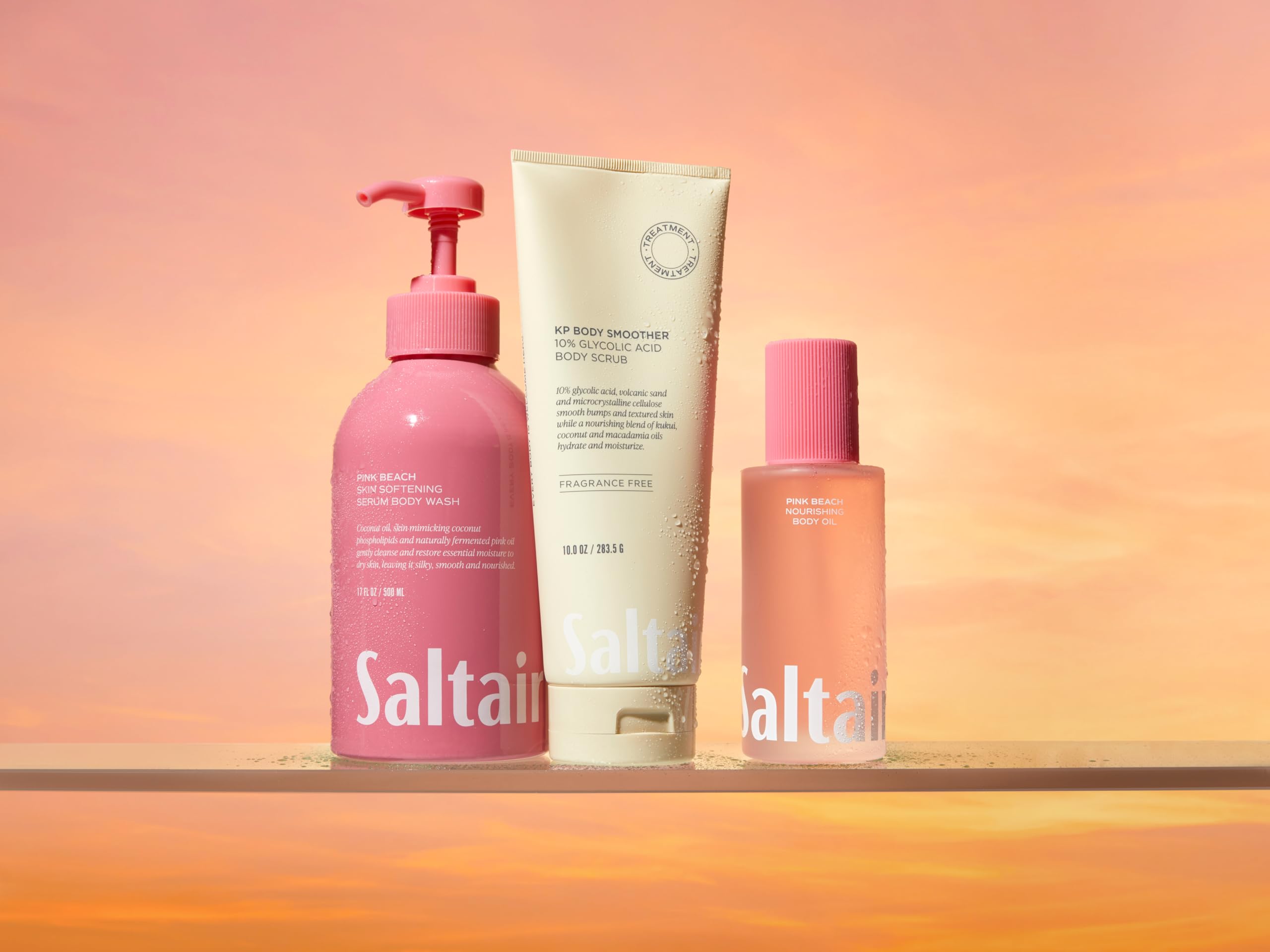 Peau lisse après gommage Saltair KP appliqué régulièrement.