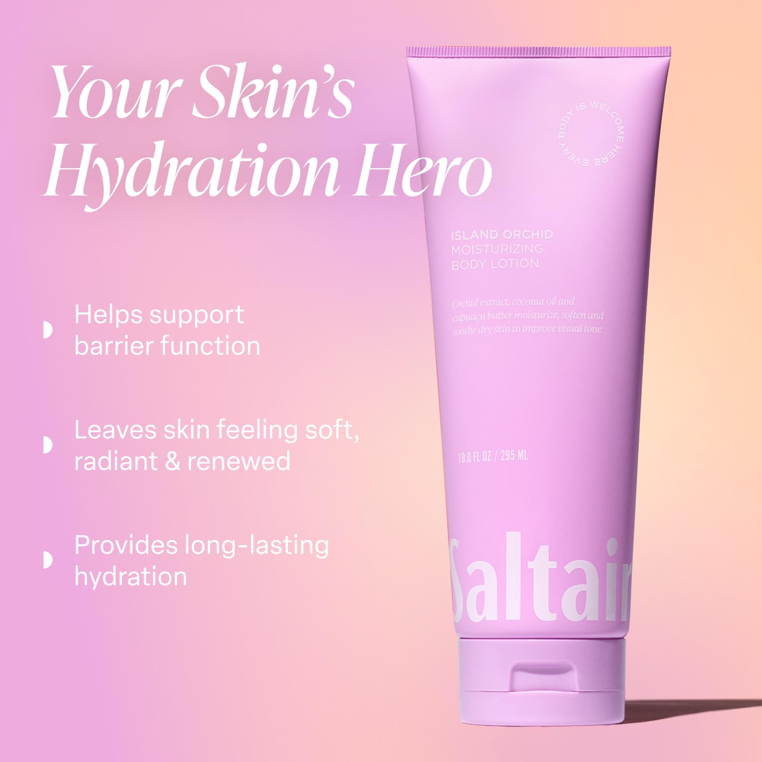 Texture crèmeuse Saltair Lotion Corps, application douce et rapide.
