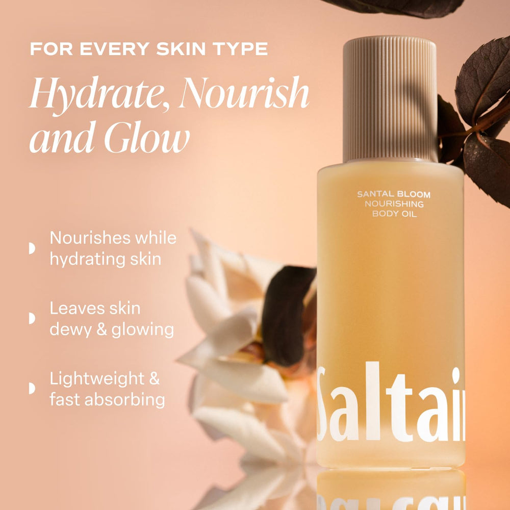 Saltair Santal Bloom – ingrédients botaniques Kukui, Moringa et Squalane pour nourrir.