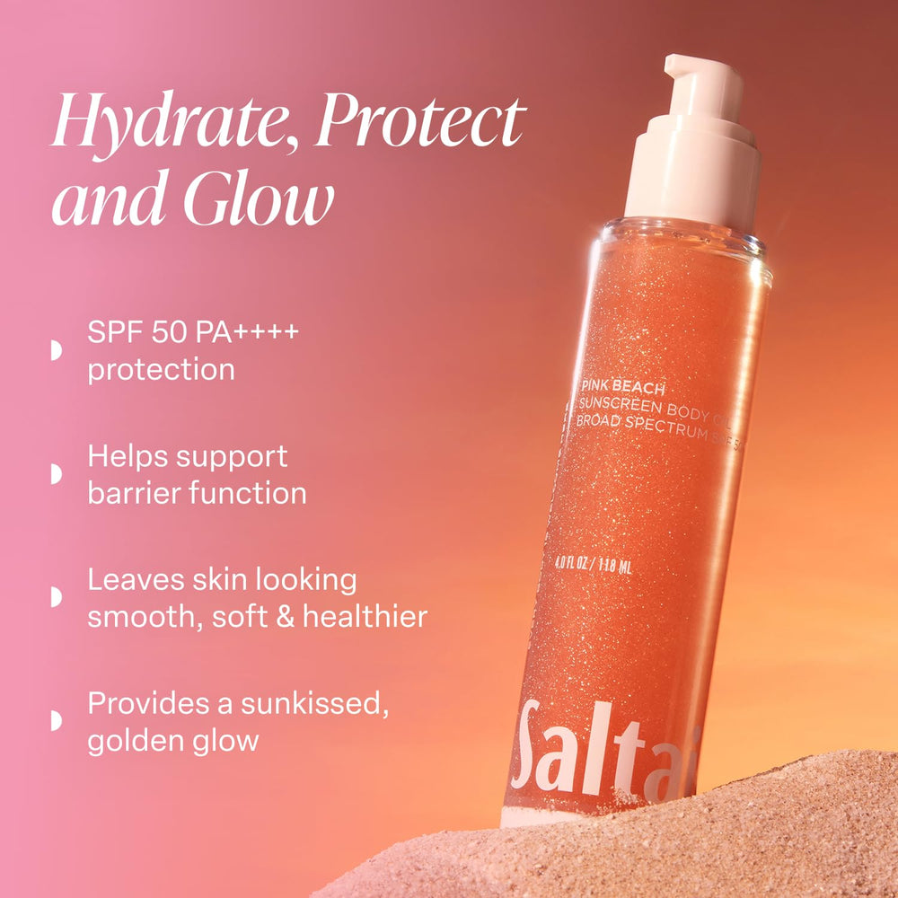 Texture gel non gras de Saltair SPF Body Oil s’absorbant rapidement.