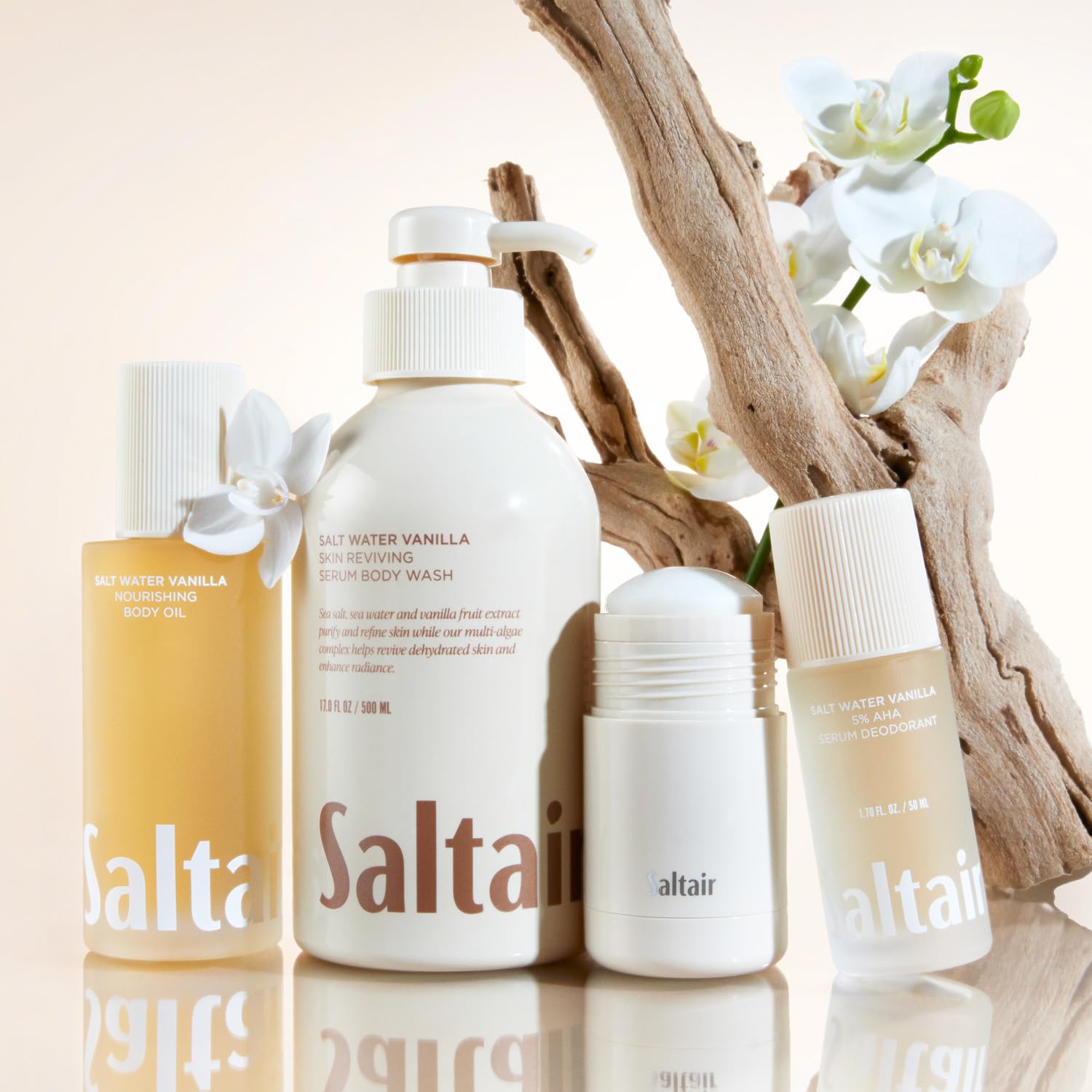 Utilisation sensorielle Saltair sous la douche, parfum enveloppant.