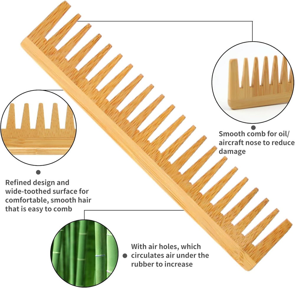 Saltrad peigne-bambou-dents-larges démêlage facile des cheveux
