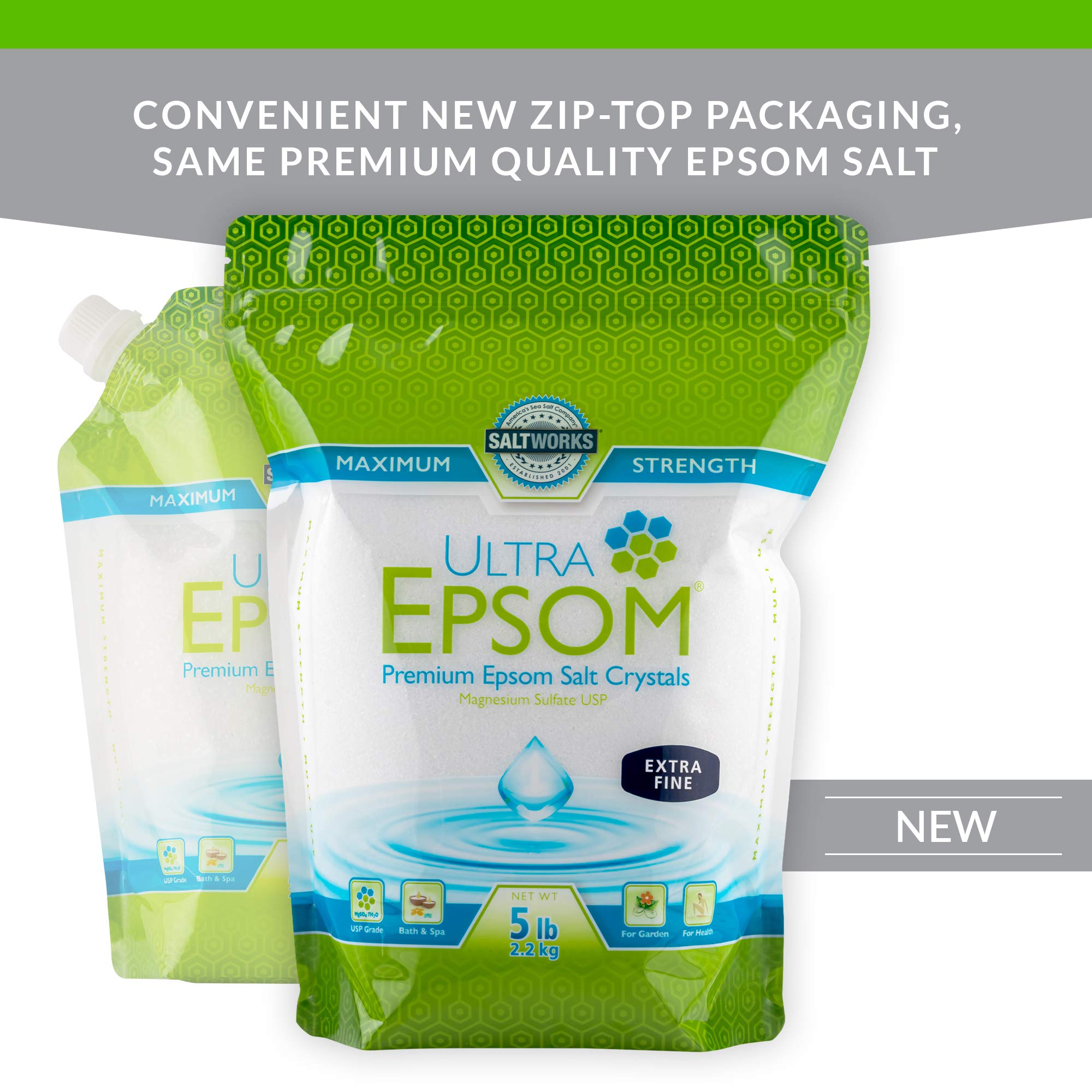 SaltWorks Ultra Epsom certifié kasher et sans OGM, sans allergènes