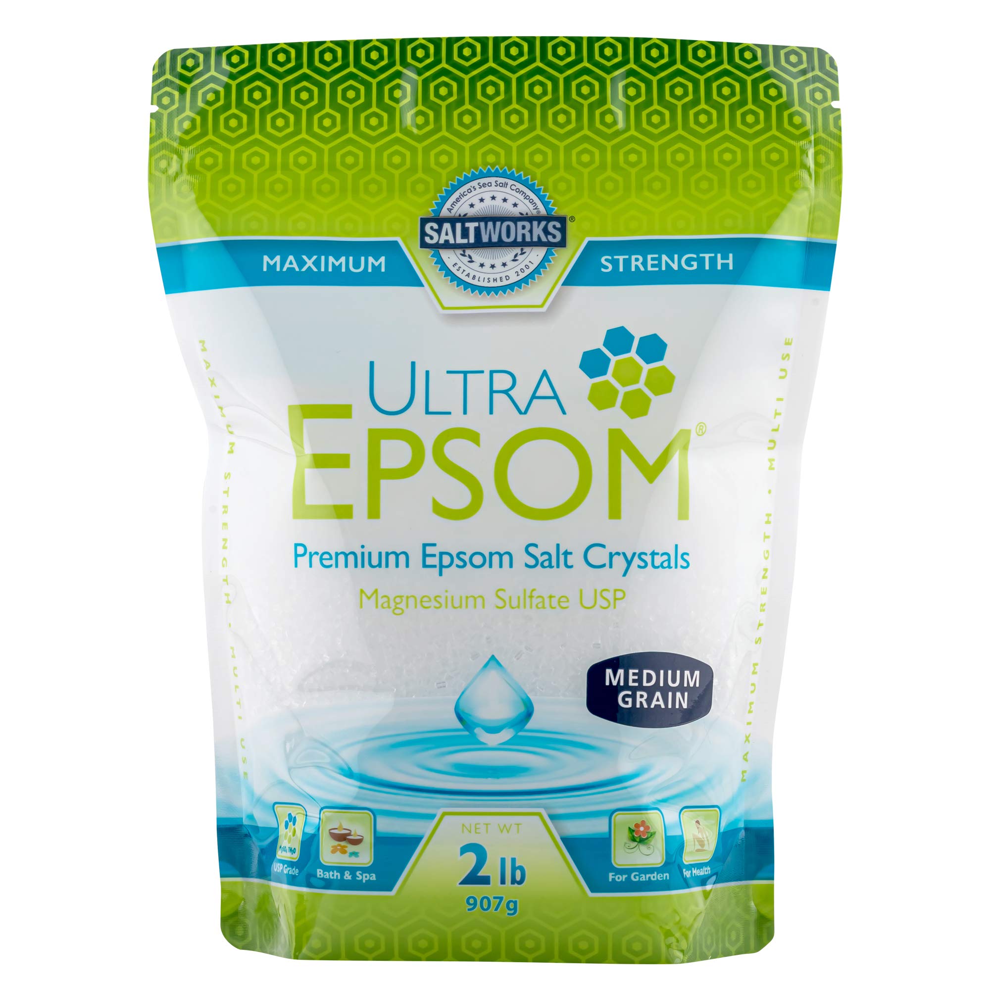 SaltWorks Ultra Epsom Sels bain-grains-moyens: dissolution rapide pour un bain relaxant