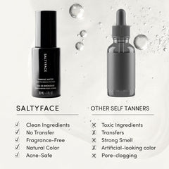 SALTYFACE eau bronzante routine matin, étape rapide dans votre rituel quotidien.
