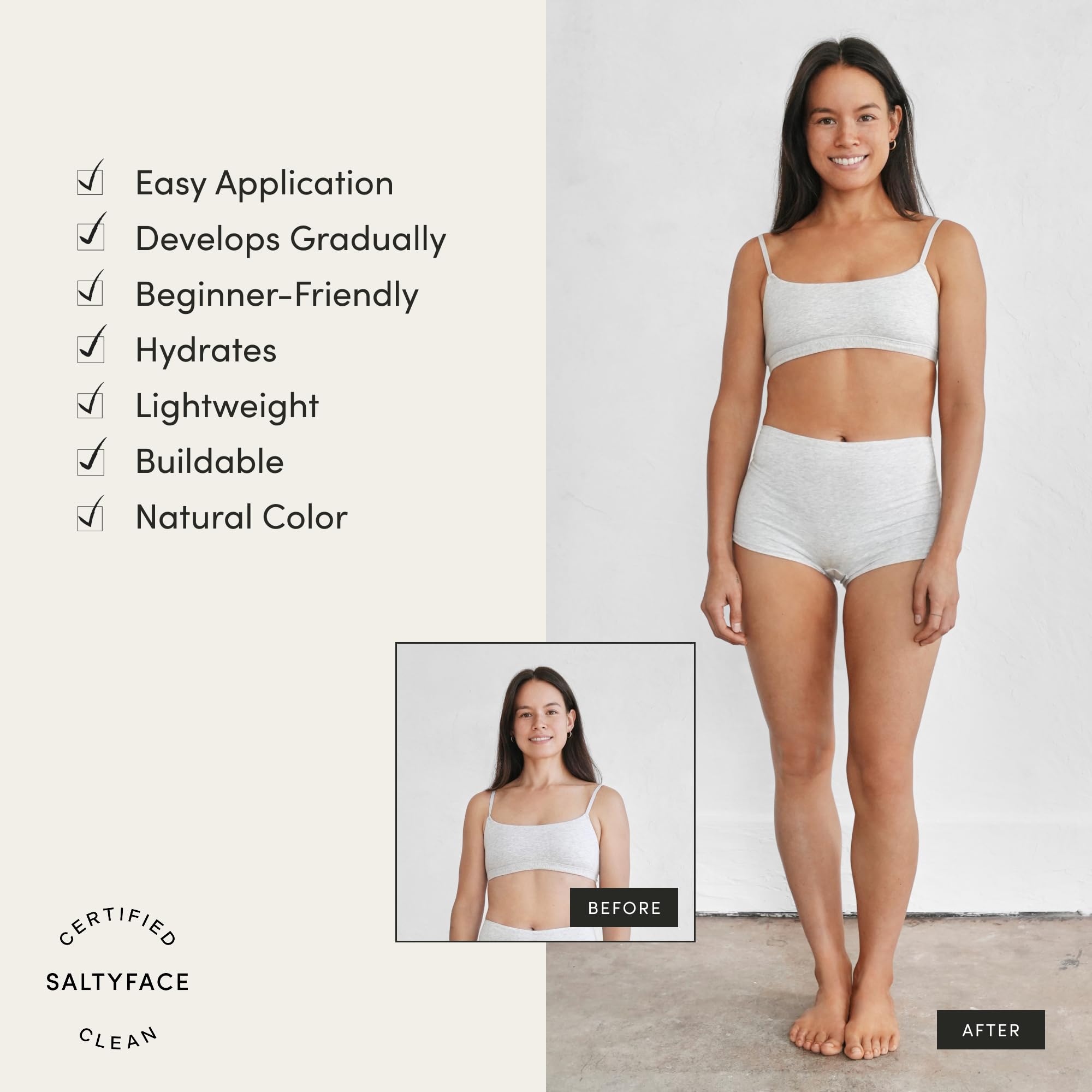 Application sur jambes et bras pour un teint homogène.