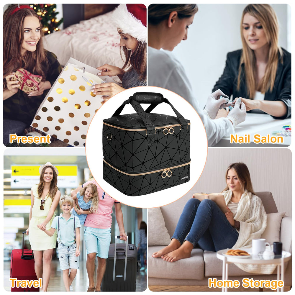 Sambois sac-vernis portable noir idéal salon ou voyage.