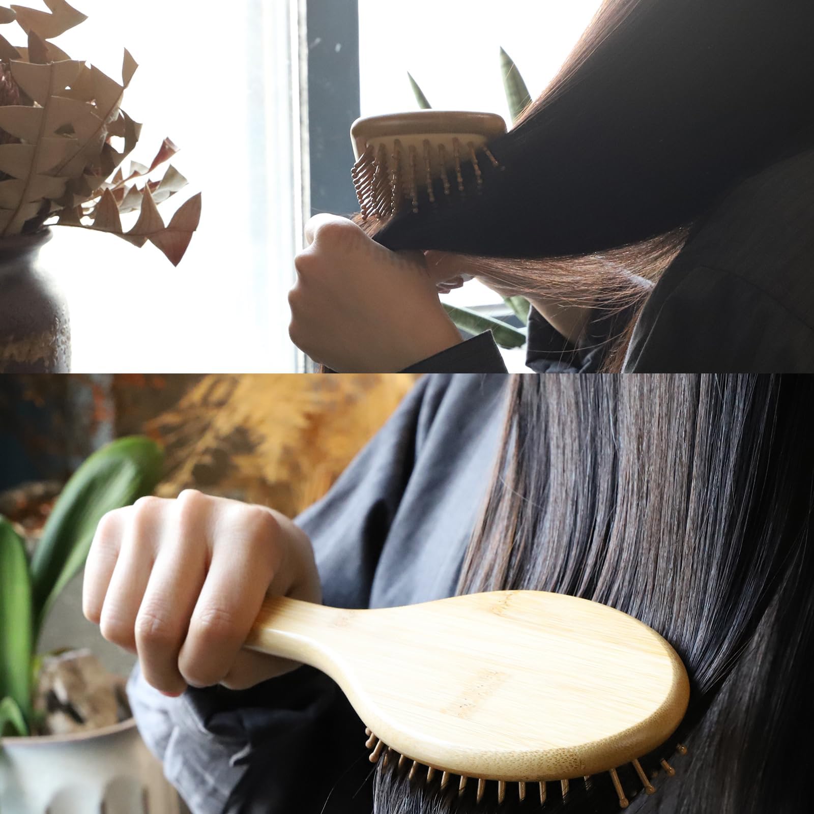 SAMEBUTECO brosse cheveux bambou ovale petite pratique en déplacement