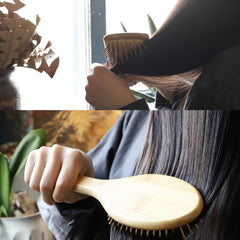 SAMEBUTECO brosse cheveux bambou ovale petite pratique en déplacement