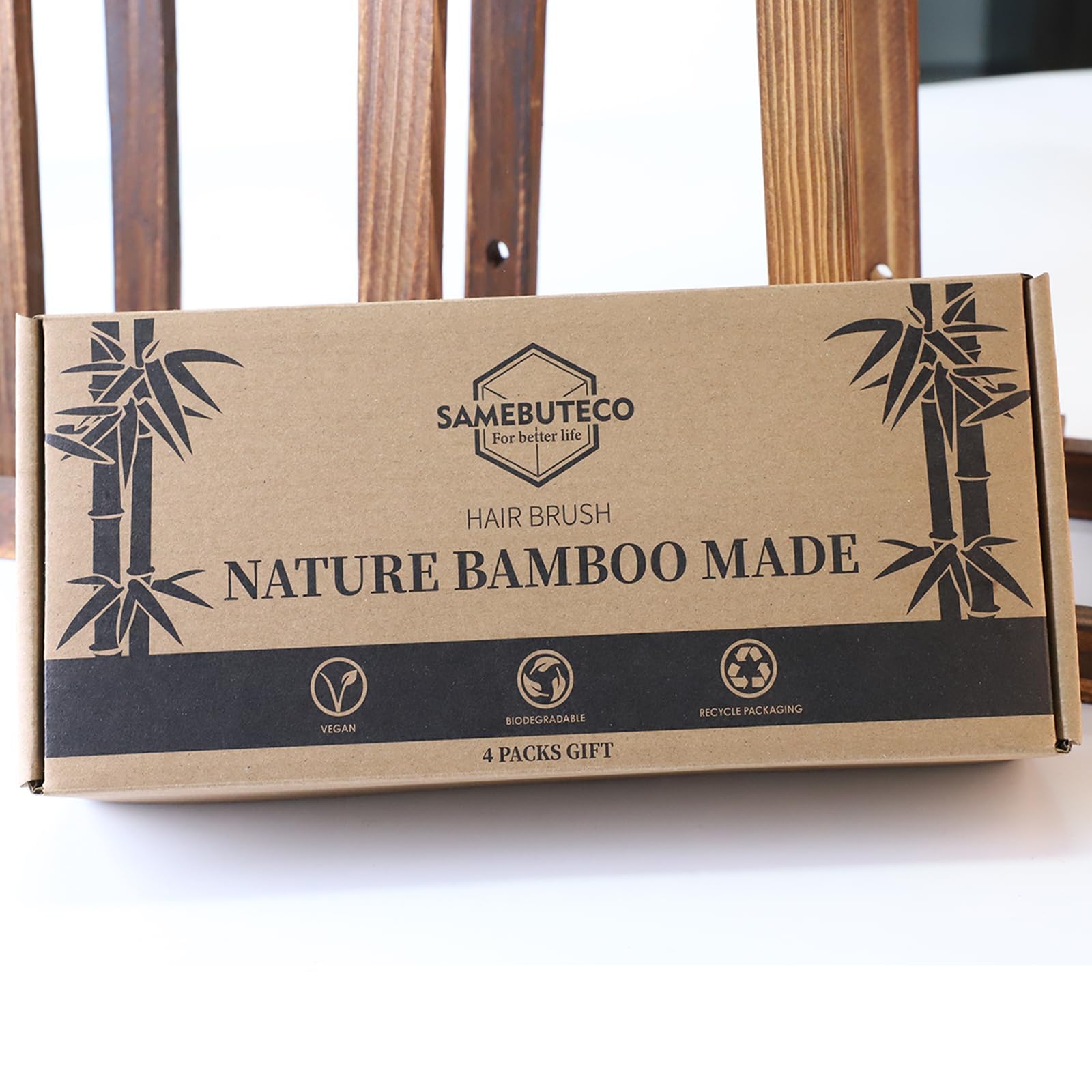 SAMEBUTECO brosse cheveux bambou usage quotidien et voyage facile