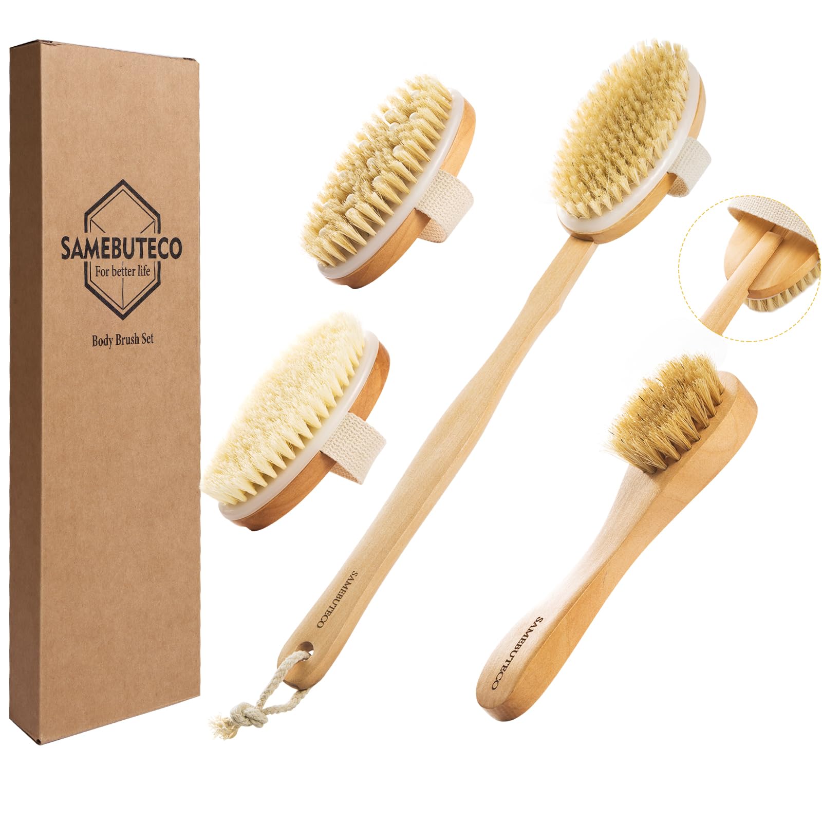 SAMEBUTECO brosse-corps Manche long: accès facilité au dos pour exfolier en douceur.