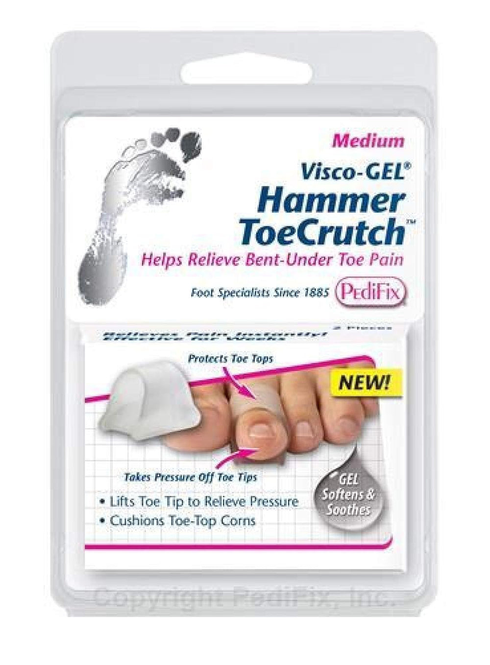 Sameriver Pedifix Visco GEL Hammer Toe Crutch in medium showing toe cushioning for daily comfort
