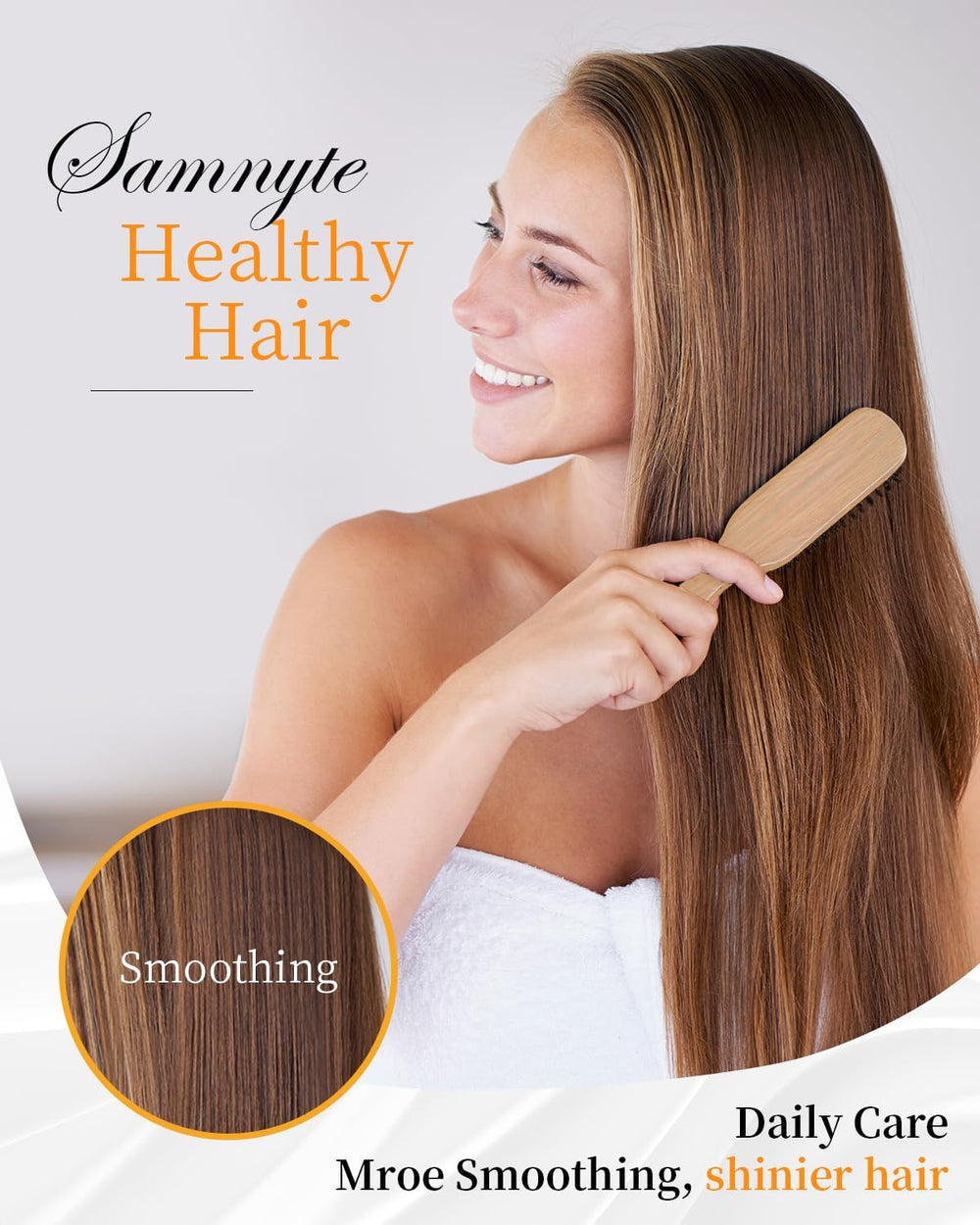 Samnyte brosse cheveux contours lisses, bordures nettes et frisottis maîtrisés.