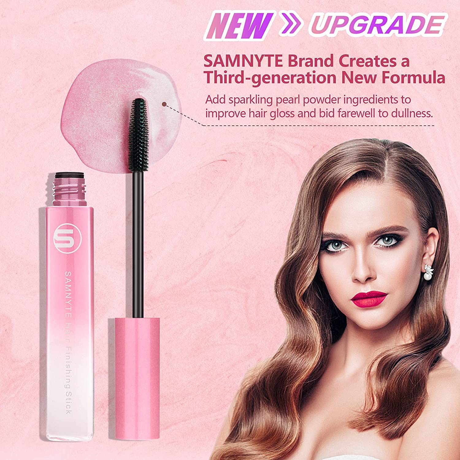 Samnyte Stick Cheveux poudre perle naturelle pour brillance durable.