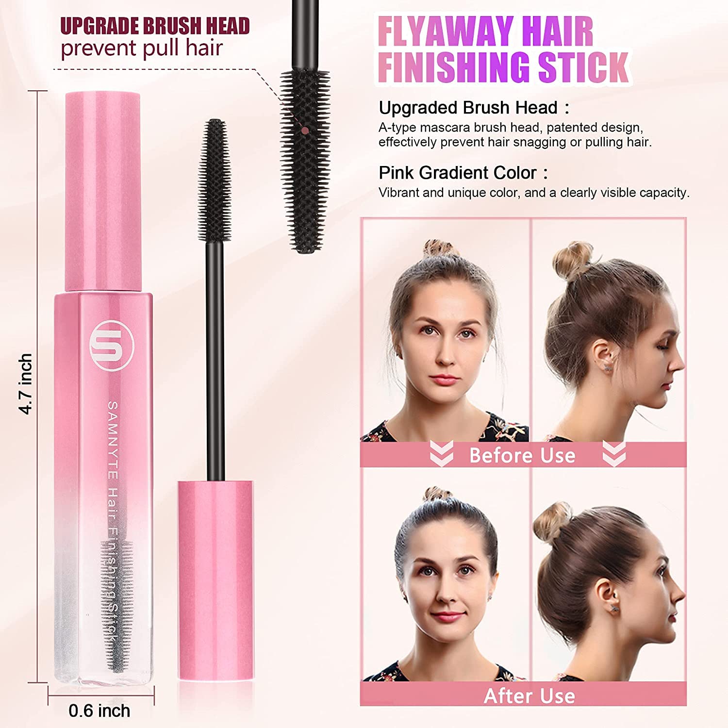 Samnyte Stick Cheveux avec tête brosse forme A pour coiffage fluide.