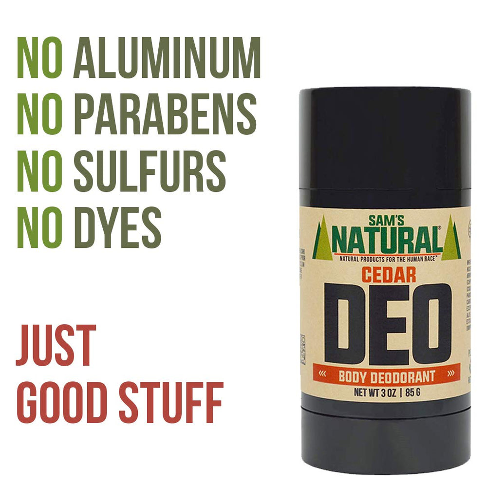 Application minimale du déodorant Cèdre Sam’s Natural pour une journée entière