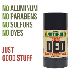 Application minimale du déodorant Cèdre Sam’s Natural pour une journée entière